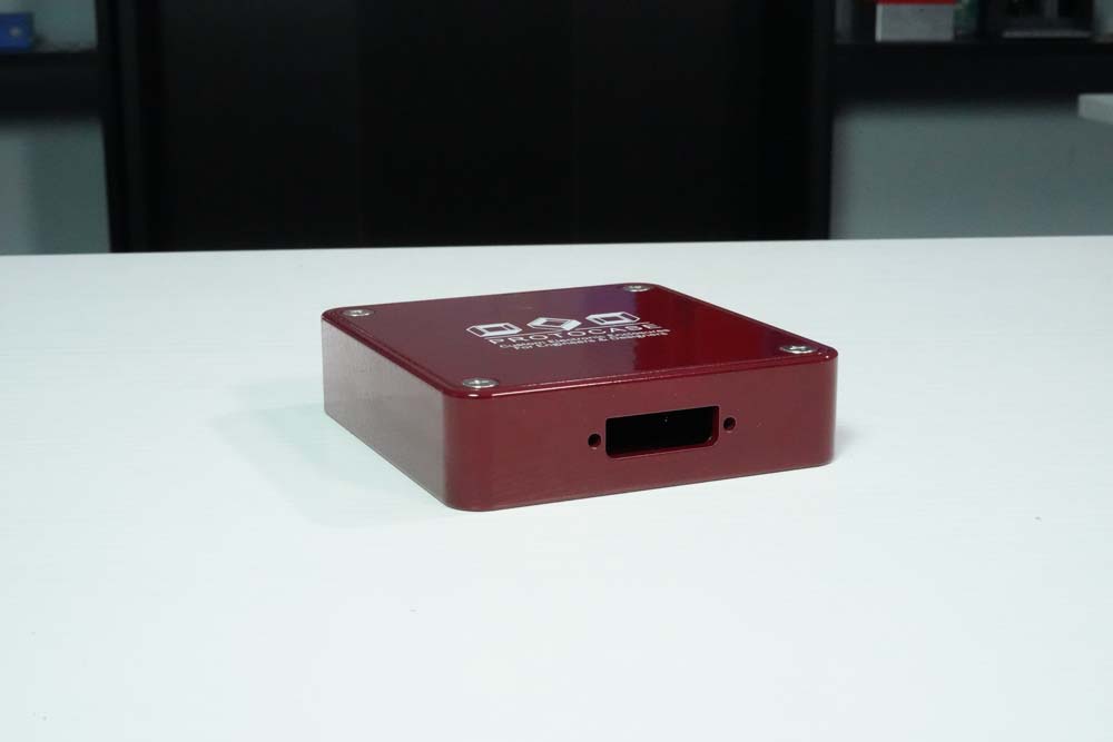 Machined_enclosure_with_RAL_3005_Wine_Red_Powdercoat_and_Digital_Print